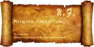 Mirgics Fabiána névjegykártya